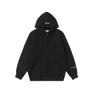 High Quality Fear Of God Jacket Black Fleece Ribbed Fabric