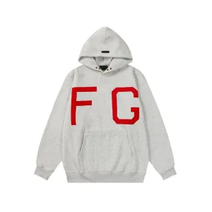 Reps AAA Fear Of God Hoodie Red Fleece Ribbed Fabric