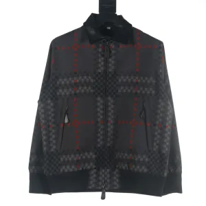 High Quality Designer Burberry Coat Red Wool Blend Genuine Leather High-Quality Materials Zippered Pocket