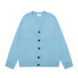 High Quality Ami Shirts Red Cotton Wool Down Jacquard Street Style Embroidery