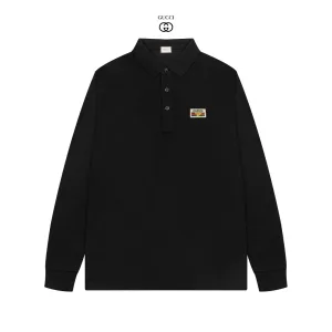Designer High Quality Gucci Cotton Long-Sleeved Polo Shirt