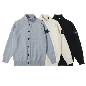 High Quality Stone Island Sweater Black Cotton Silk Wool Silky Smooth