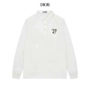 Aaa Luxury Dior Cotton Long-Sleeved Polo Shirt