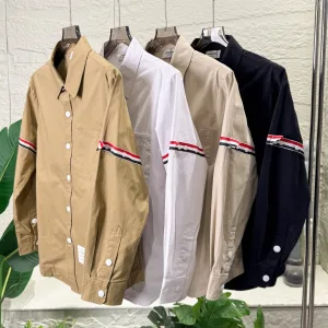 High Quality Luxury Thom Browne Shirt Brown Oxford Cloth
