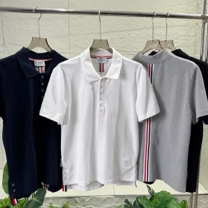 Super Clone AAA Thom Browne Short-Sleeved Shirts Red Cotton Pure Summer