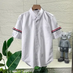 Luxury Thom Browne Short-Sleeved Shirts Brown Spring Summer