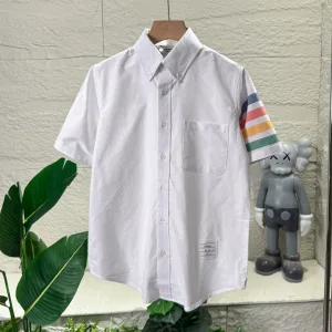 Designer Luxury Thom Browne Short-Sleeved Shirt Brown Spring Summer