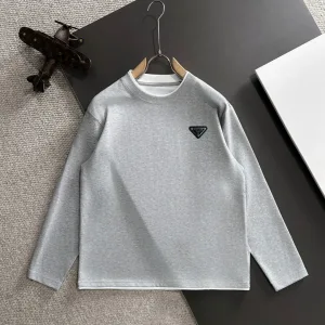High Quality Luxury Prada Cotton Long-Sleeved T-Shirt