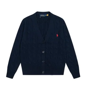 Designer AAA Ralph Lauren Outerwear Red Cotton Cable Knit Easy To Match