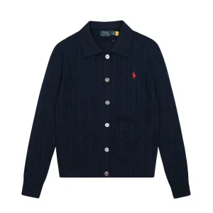 Designer Ralph Lauren Outerwear Red Cotton Cable Knit Easy To Match