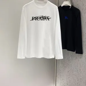 Designer Prada Cotton Long-Sleeved T-Shirt For Autumn