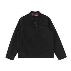Super Clone Luxury Ralph Lauren Outerwear Black Cotton Pure Wool Twill Autumn Winter And Embroidery