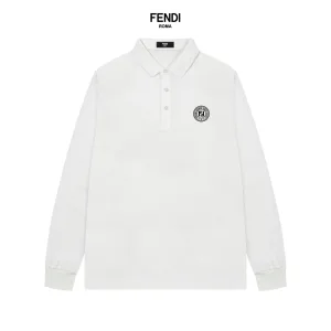 Designer High Quality Fendi Cotton Long-Sleeved Polo Shirt