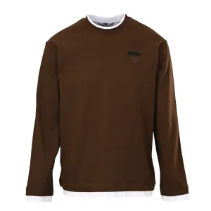 Super Clone Prada Long-Sleeved T-Shirt Color Cotton Woven Fabric