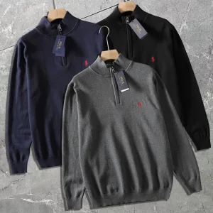 High Quality AAA Ralph Lauren Sweater Black Cotton Simple And Elegant Autumn Winter