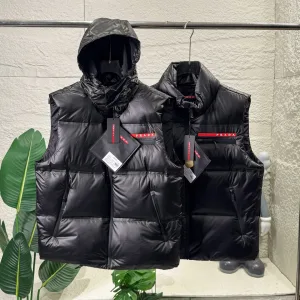 Luxury Prada Outerwear Black Duck Down Sheepskin