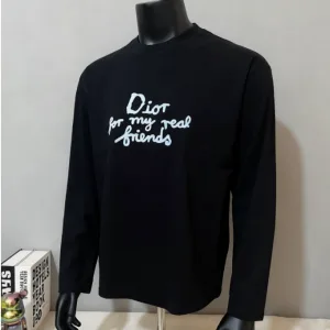 Luxury High Quality Dior Long-Sleeved T-Shirt Ash Cotton Pure Autumn Winter Foam Printing 3D Logo