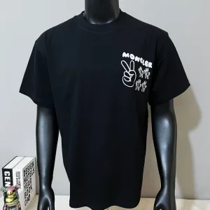 Super Clone Moncler Short-Sleeved T-Shirt Ash Cotton Pure Ribbed Fabric Relaxed Fit